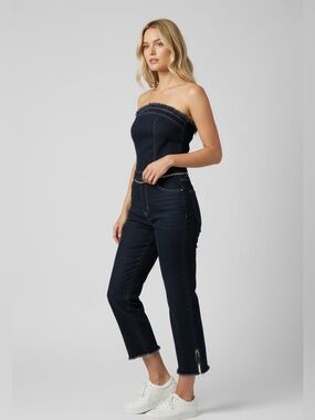 Cello Vintage Jeans Denim Blue Strapless Jumpsuit